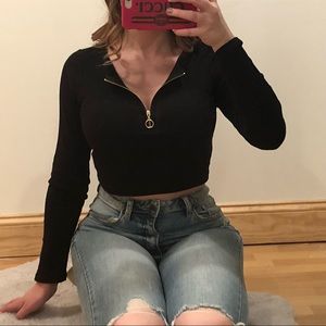 Long sleeve zip neck top